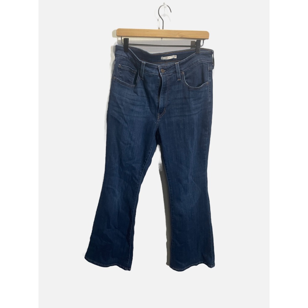 Levi's 726 Flare Jeans‎ Womens 32 Blue High Rise Dark Wash Denim Casual Boho